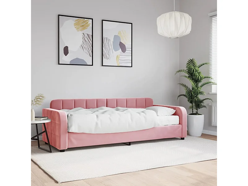 Sofá-cama 80x200 cm com colchão veludo rosa PT375286