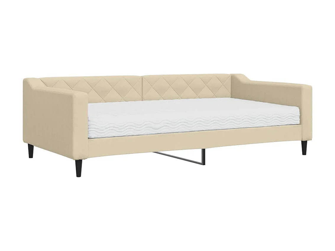 Lit - 100x200 cm avec matelas crème tissu WVGQ7363
