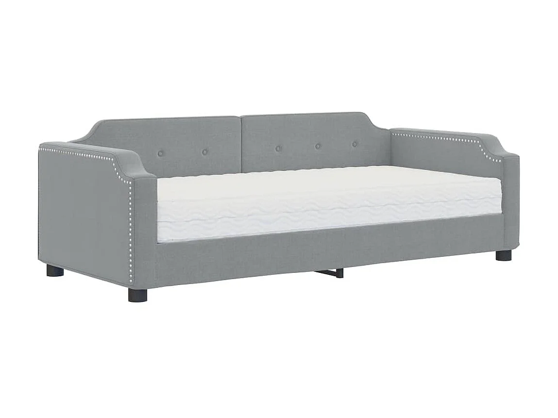 Lit - 90x200 cm avec matelas gris clair tissu WVGQ4224