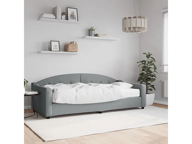 Lit - 90x200 cm avec matelas gris clair tissu WVGQ4514