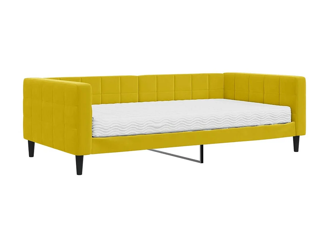 Lit - 100x200 cm avec matelas jaune velours WVGQ7487