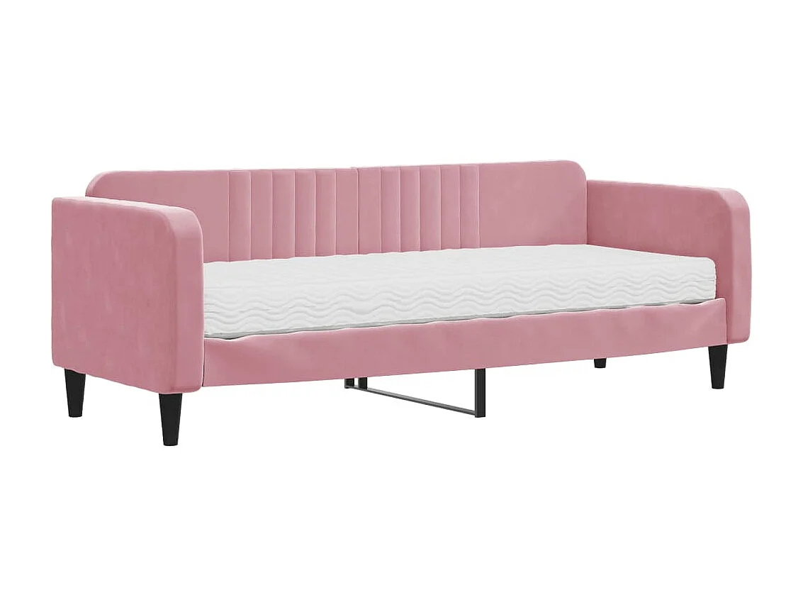 Sofá cama - 80x200 cm con colchón terciopelo rosa ES14974