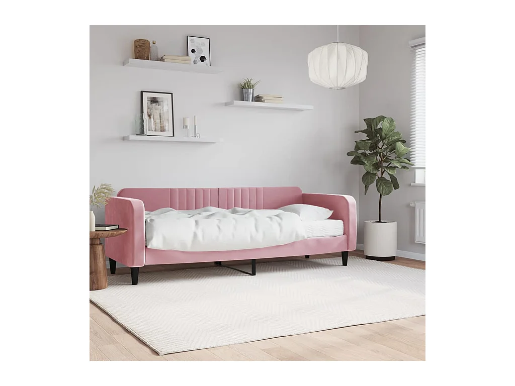 Lit - 80x200 cm avec matelas rose velours WVGQ4130