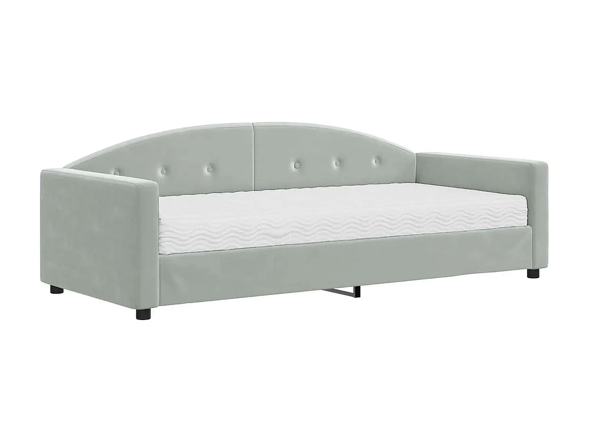 Lit - 90x200 cm avec matelas gris clair velours WVGQ4327