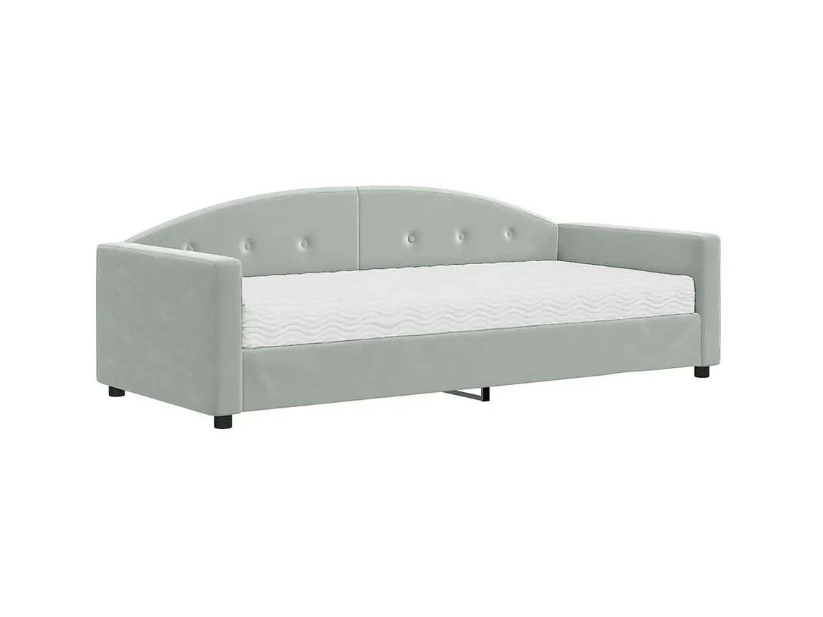 Lit - 90x200 cm avec matelas gris clair velours WVGQ4327