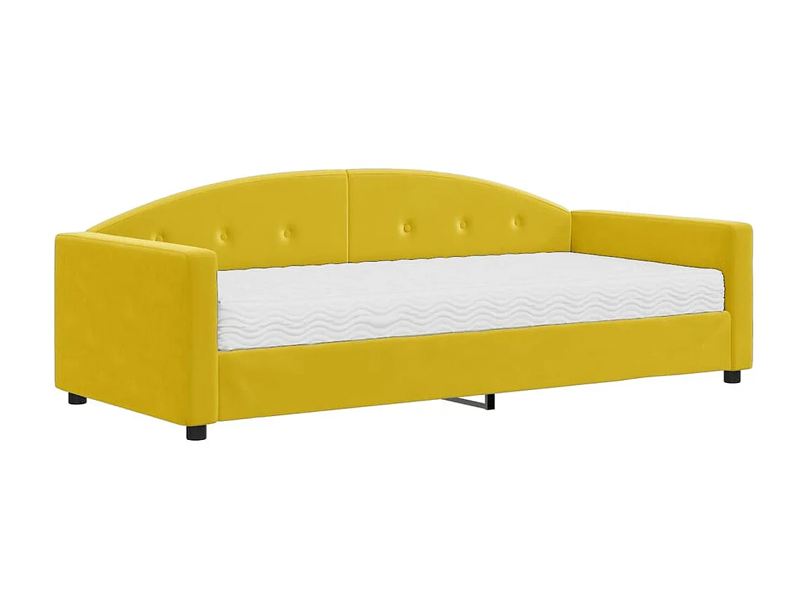 Lit - 90x200 cm avec matelas jaune velours WVGQ8977