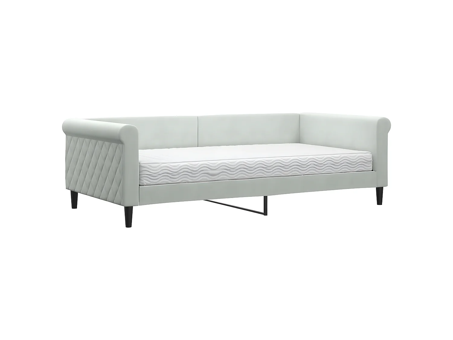 Lit - 100x200 cm avec matelas gris clair velours WVGQ4949