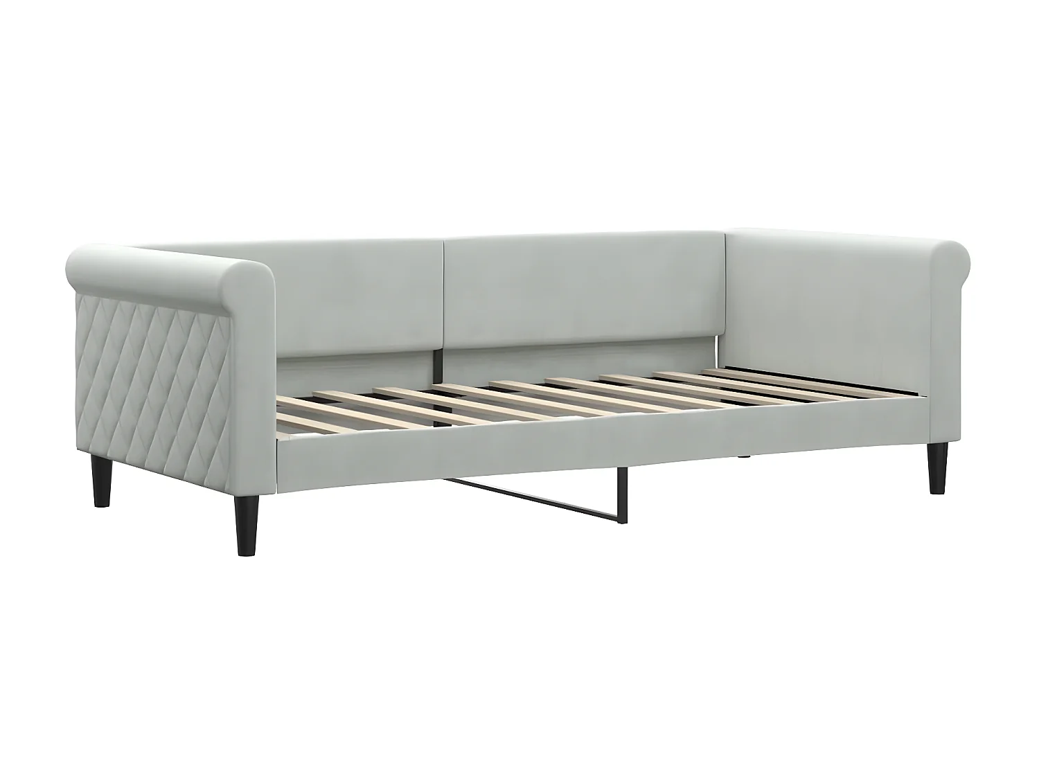 Lit - 90x190 cm avec matelas gris clair velours WVGQ7283