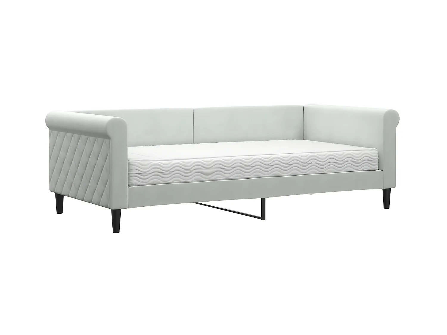 Tagesbett,Sofabett mit Matratze Hellgrau 90x190 cm Samt -gkd82219