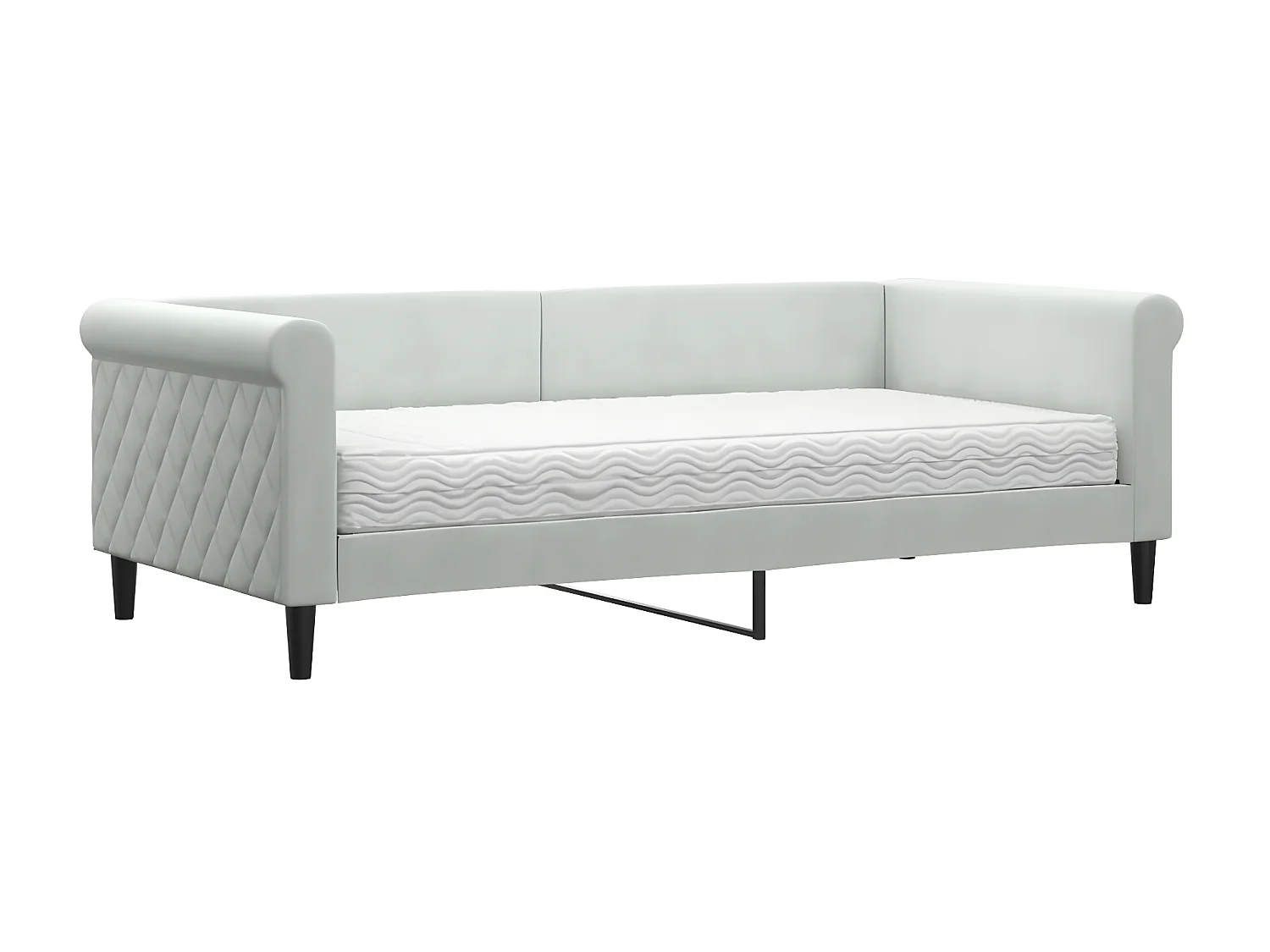 Lit - 90x190 cm avec matelas gris clair velours WVGQ7283