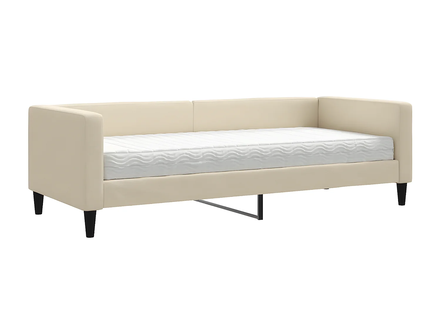 Sofá-cama 80x200 cm com colchão tecido cor creme PT243577