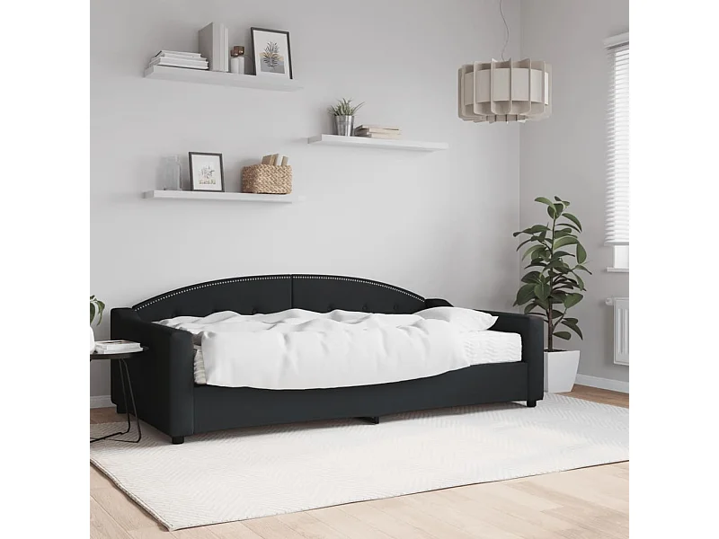 Lit - 100x200 cm avec matelas noir tissu WVGQ2460