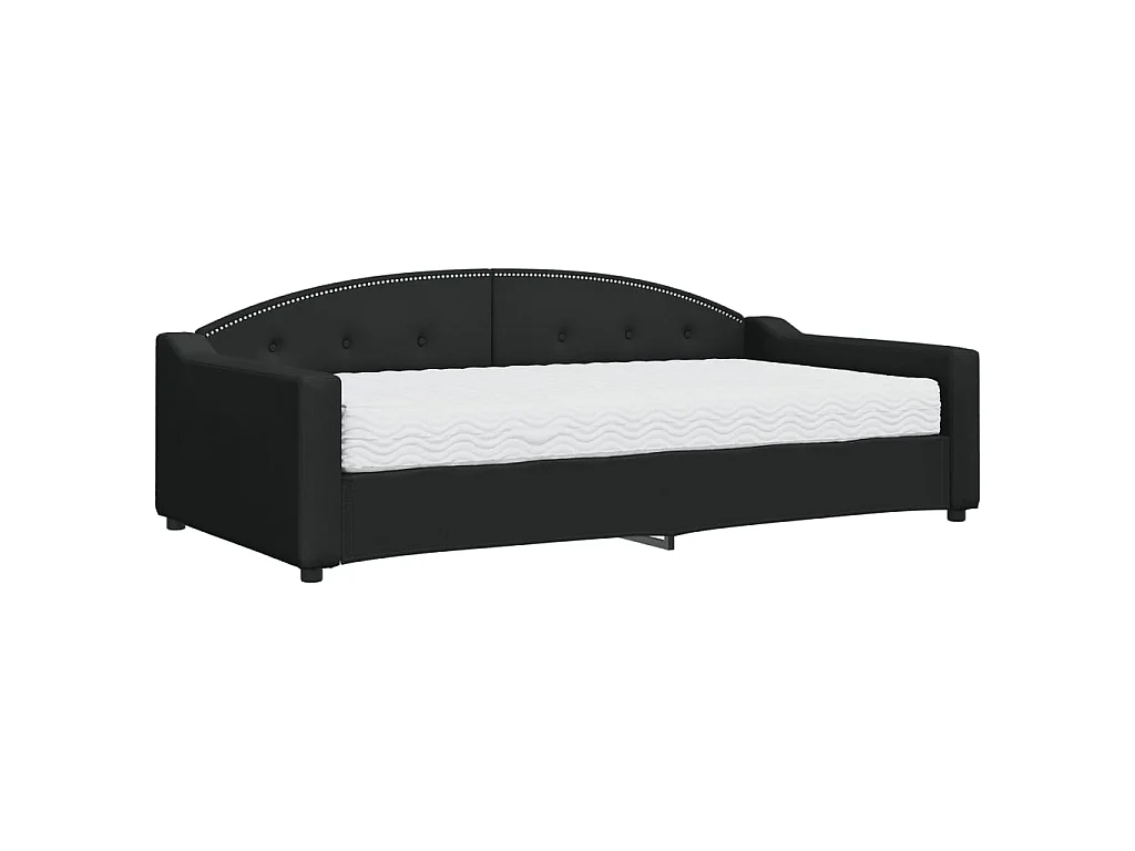 Lit - 100x200 cm avec matelas noir tissu WVGQ2460
