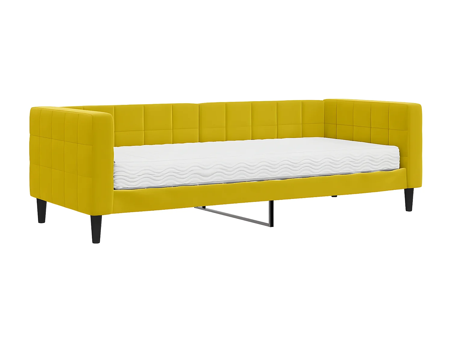 Lit - 80x200 cm avec matelas jaune velours WVGQ3804