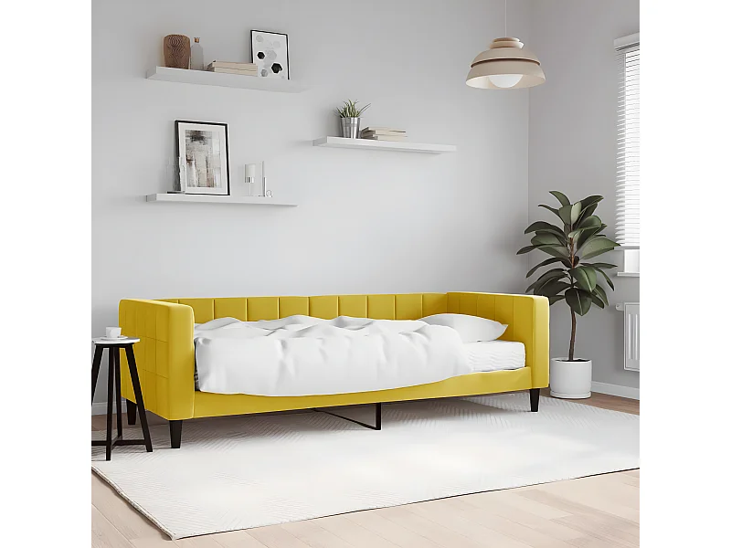 Sofá cama - 80x200 cm con colchón terciopelo amarillo ES66486