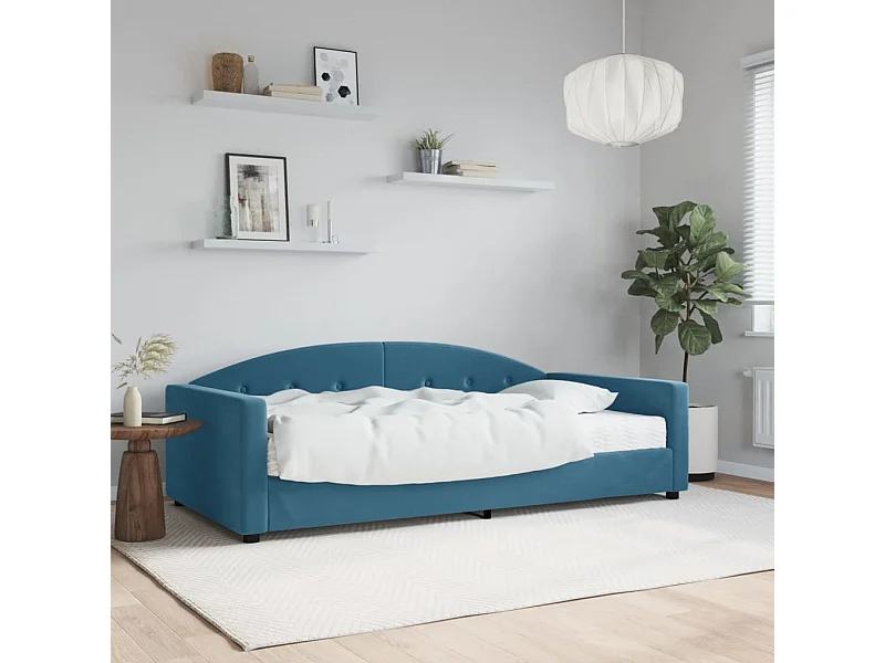 Lit - 100x200 cm avec matelas bleu velours WVGQ7986