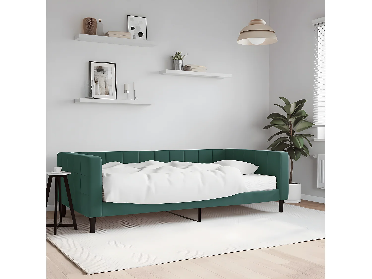 Sofá-cama 100x200 cm com colchão veludo verde-escuro PT833602