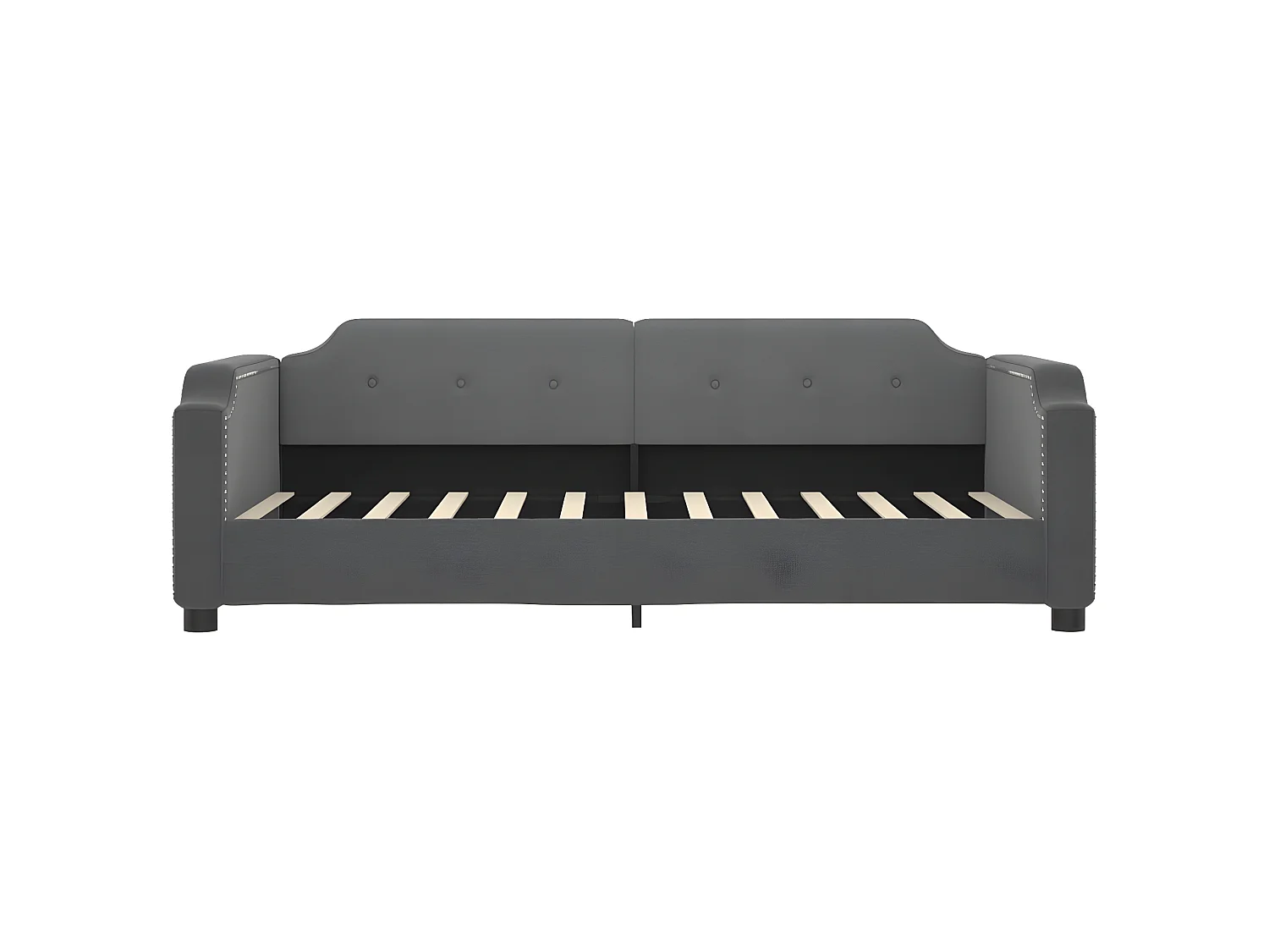 Lit - 90x190 cm avec matelas gris foncé tissu WVGQ6104