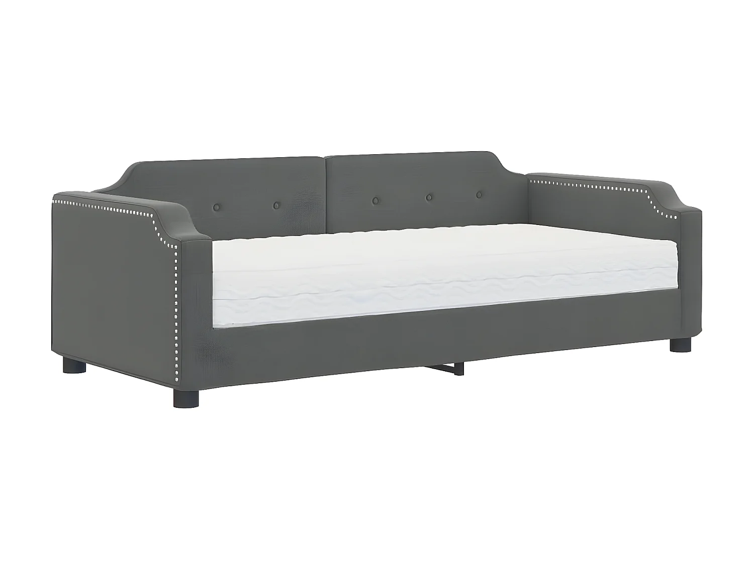 Lit - 90x190 cm avec matelas gris foncé tissu WVGQ6104