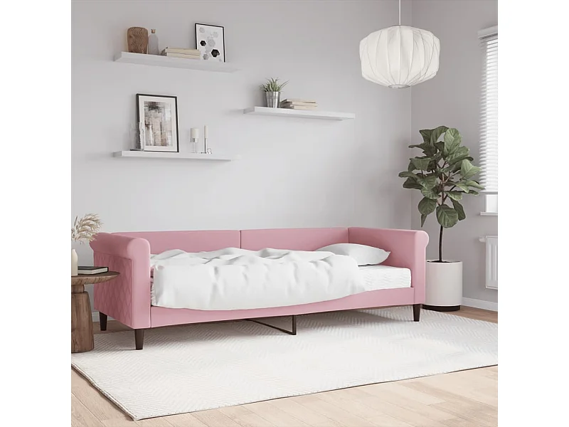 Lit - 80x200 cm avec matelas rose velours WVGQ9307
