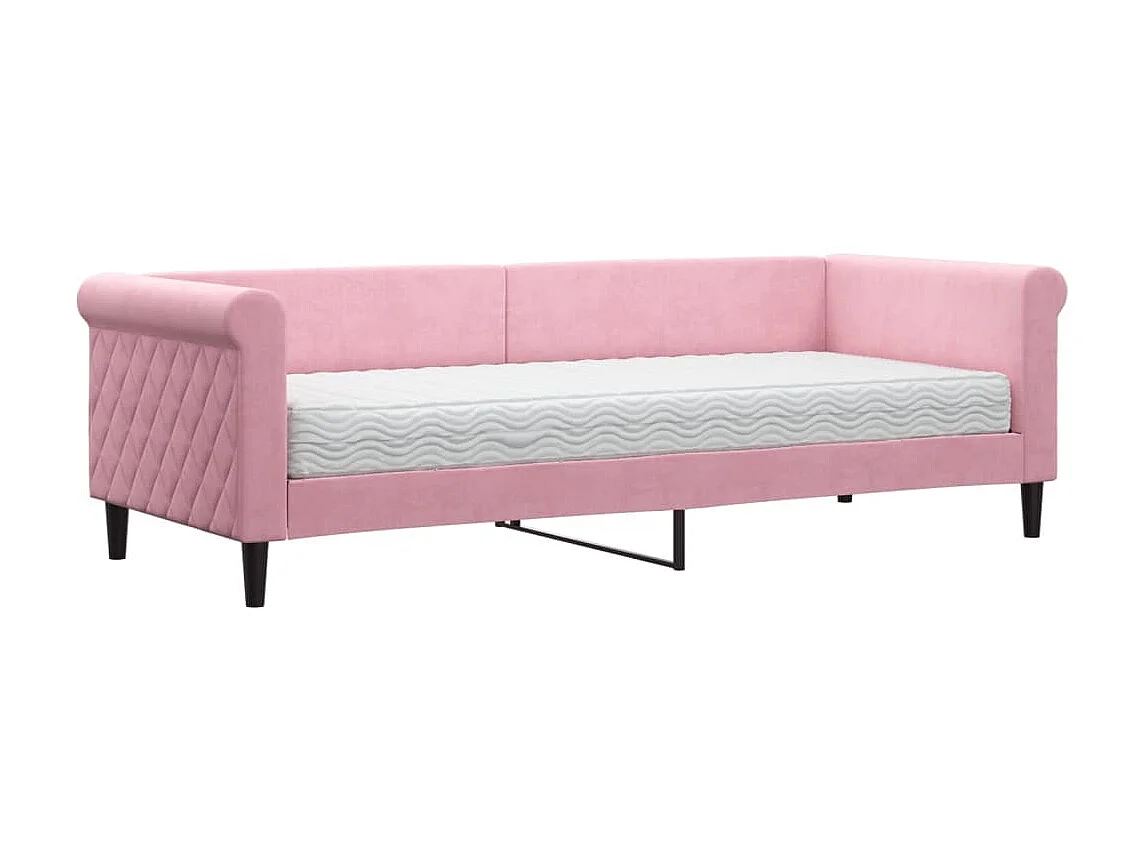 Sofá-cama 80x200 cm com colchão veludo rosa PT476131