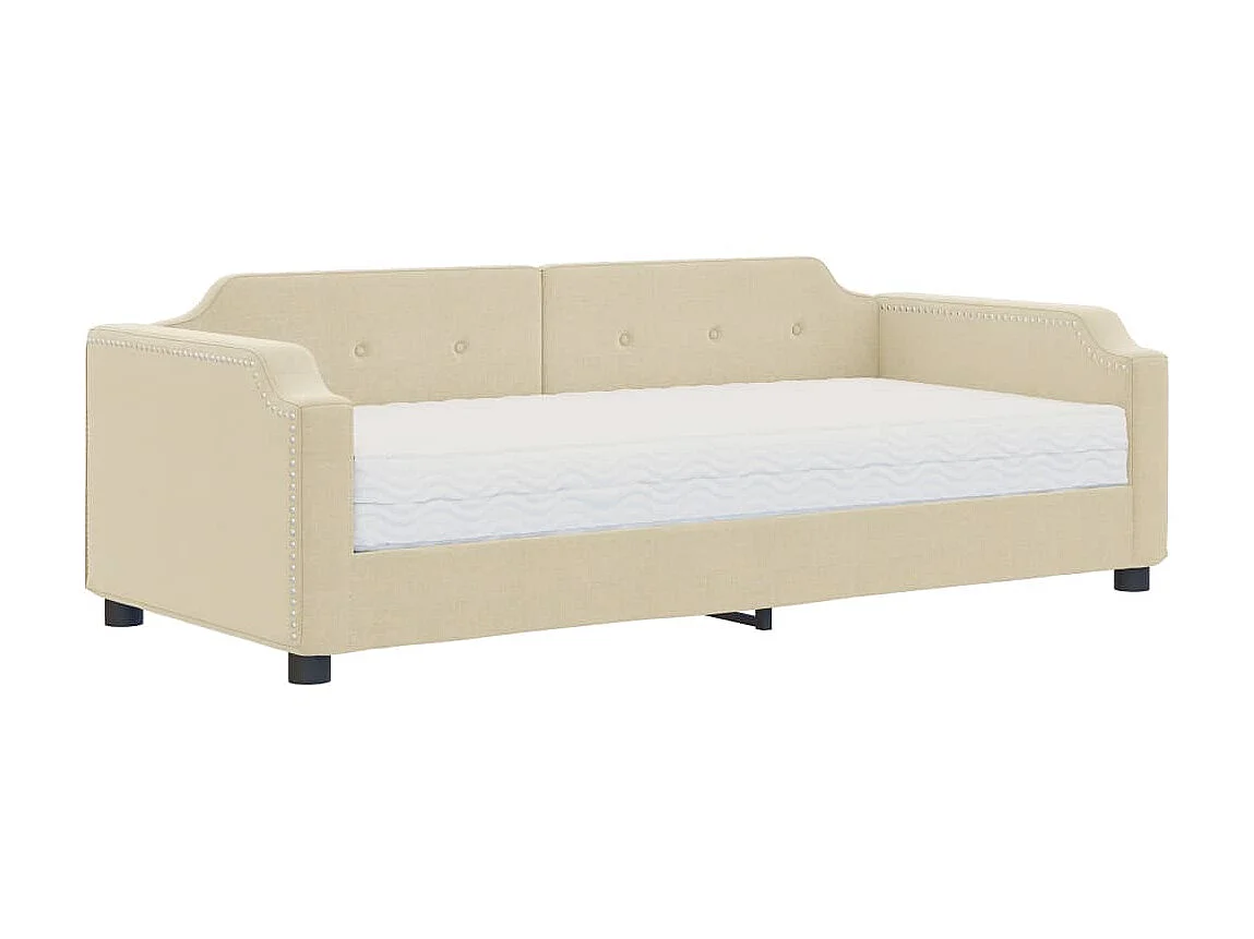Lit - 100x200 cm avec matelas crème tissu WVGQ6769