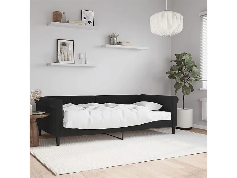 Lit - 100x200 cm avec matelas noir velours WVGQ9063