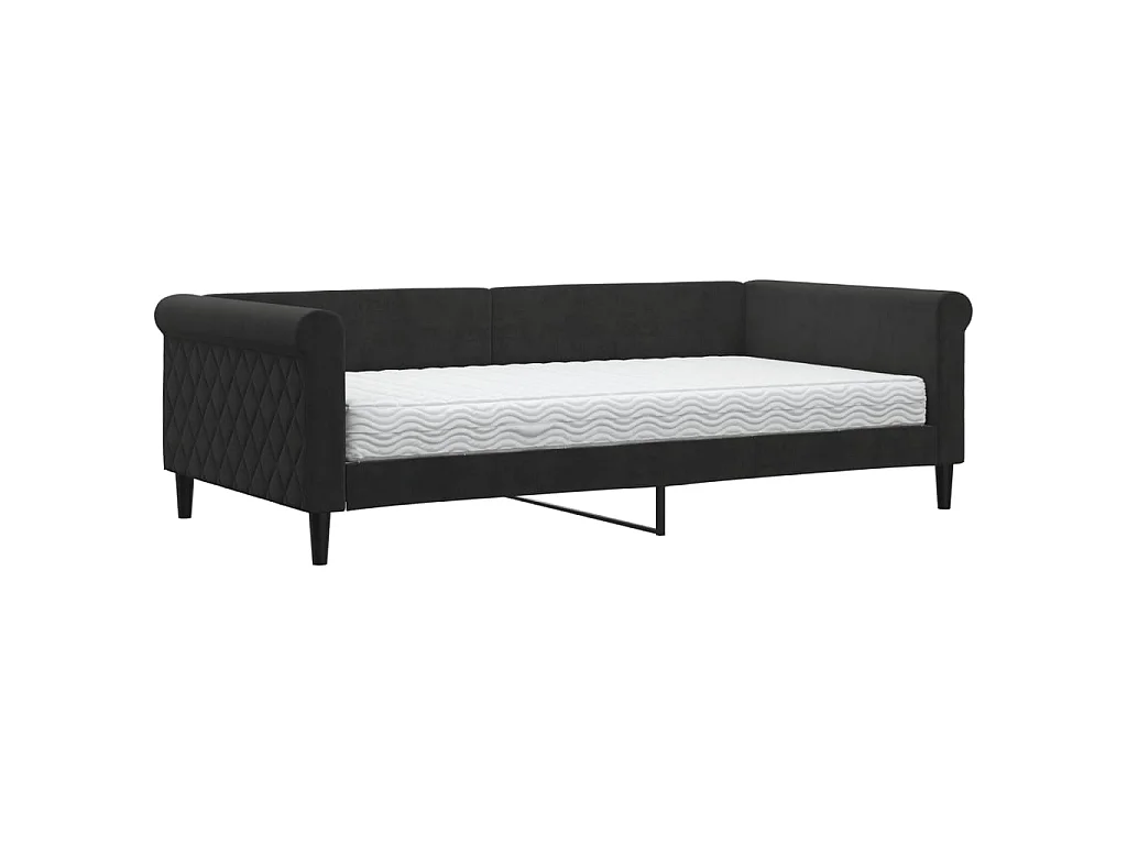 Lit - 100x200 cm avec matelas noir velours WVGQ9063