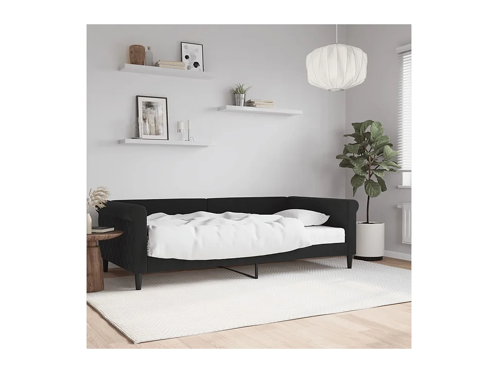 Lit - 100x200 cm avec matelas noir velours WVGQ9063