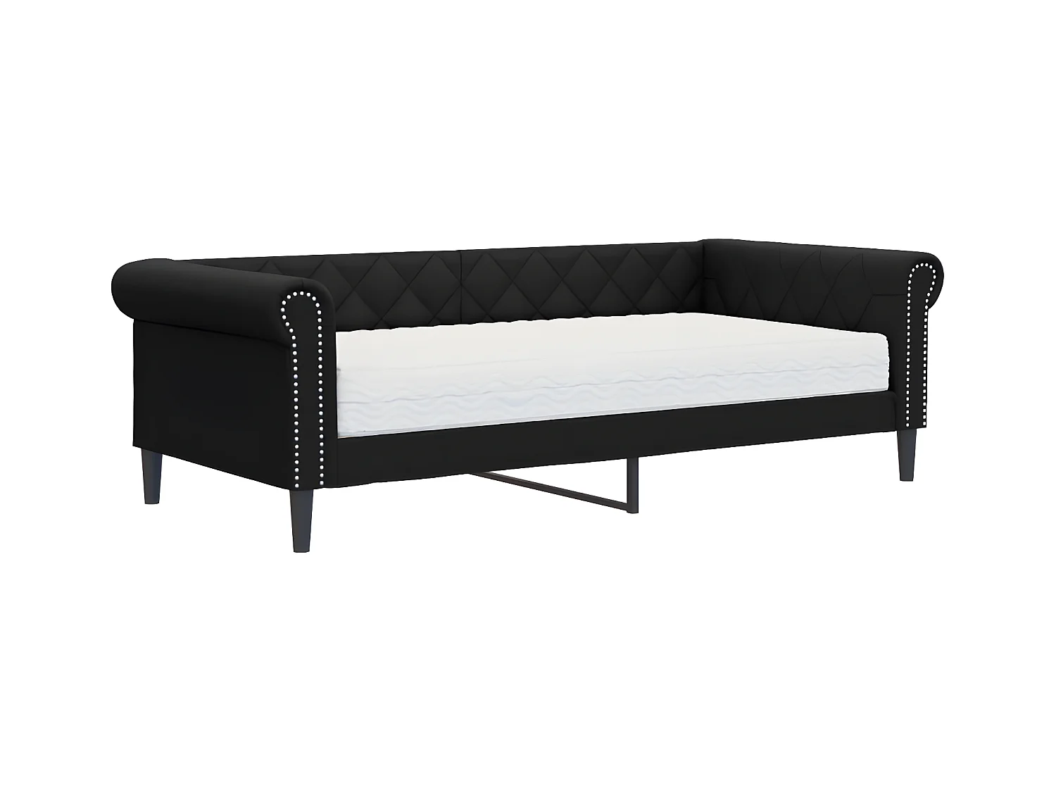 Slaapbank met matras 90x200 cm kunstleer zwart NL50858