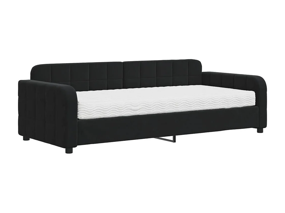 Sofá-cama 90x200 cm com colchão veludo preto PT133124