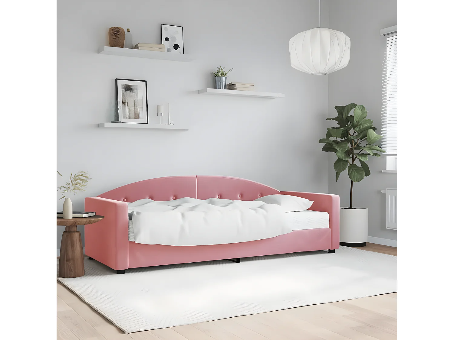 Lit - 80x200 cm avec matelas rose velours ASW72267