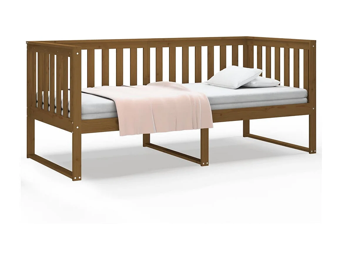 Lit - 90x200 cm Marron miel Bois de pin massif WVGQ9676