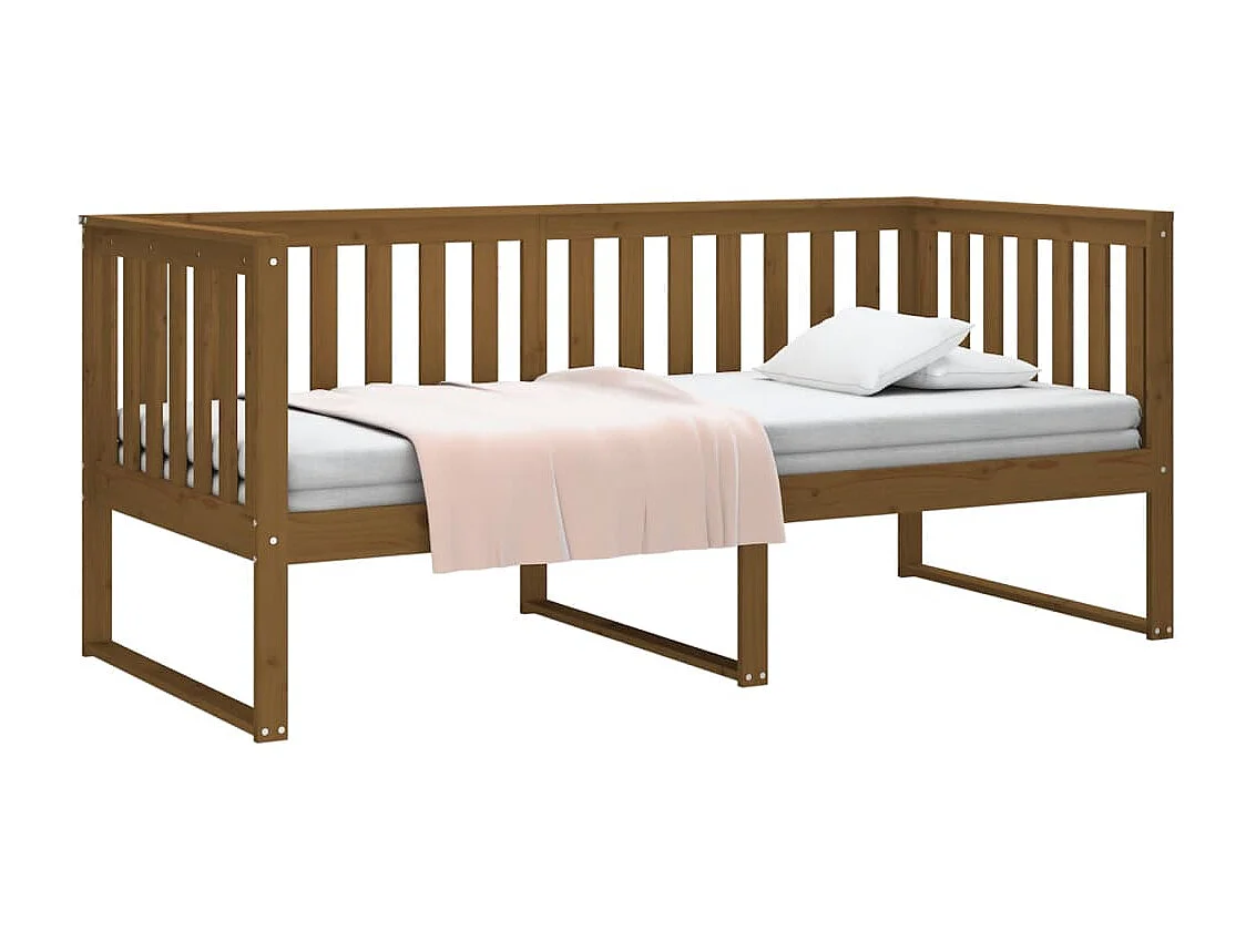 Lit - 90x200 cm Marron miel Bois de pin massif WVGQ9676