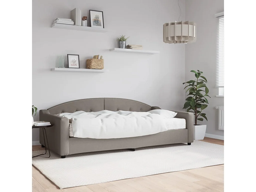 Tagesbett,Sofabett mit Matratze Taupe 100x200 cm Stoff -gkd75636
