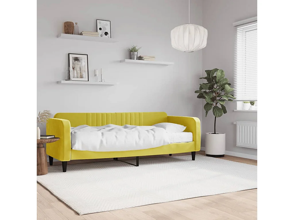 Lit - 80x200 cm avec matelas jaune velours WVGQ9259
