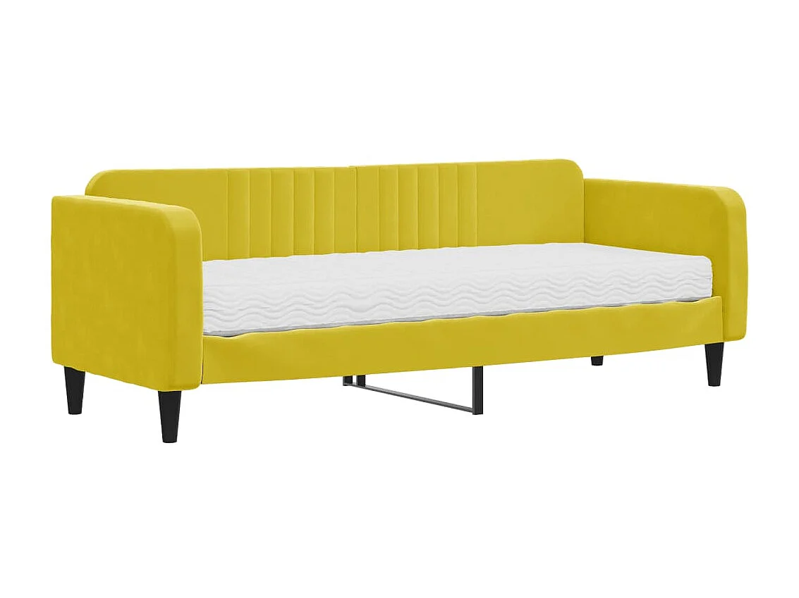 Lit - 80x200 cm avec matelas jaune velours WVGQ9259