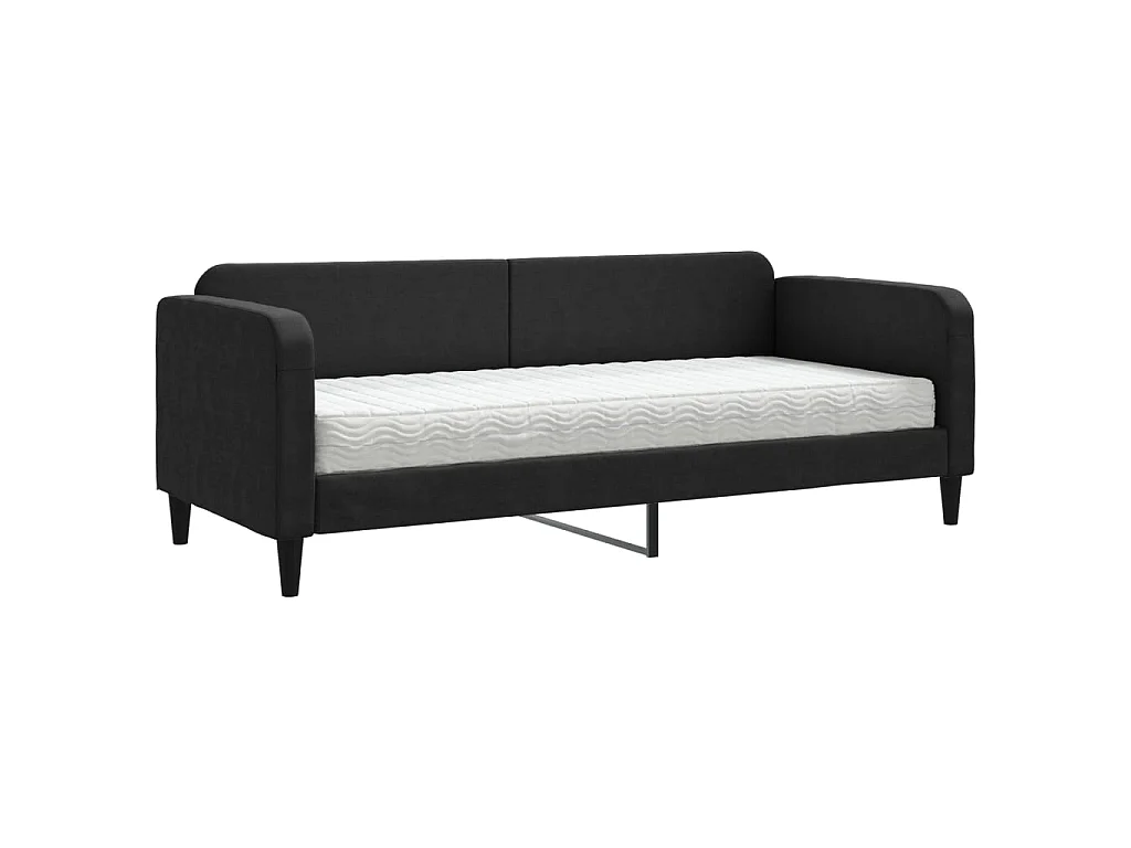 Lit - 80x200 cm avec matelas noir tissu WVGQ9902