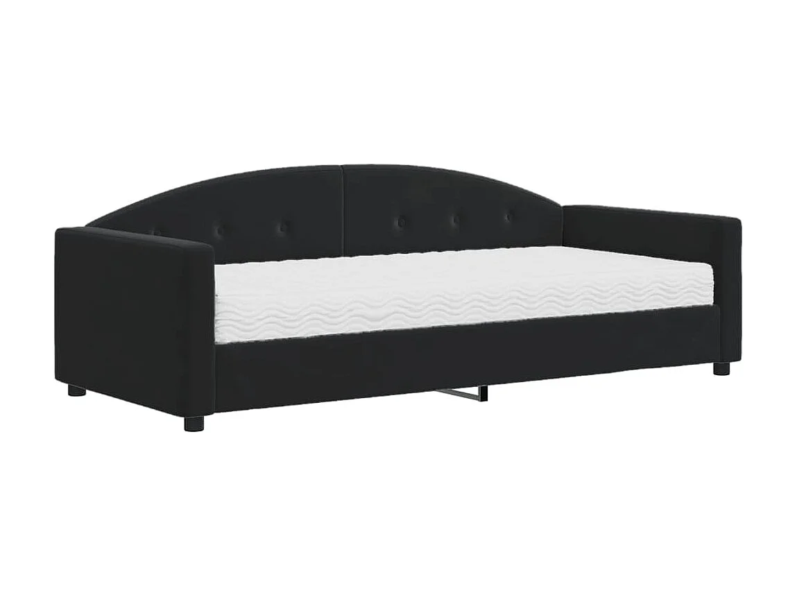 Lit - 90x200 cm avec matelas noir velours WVGQ8309