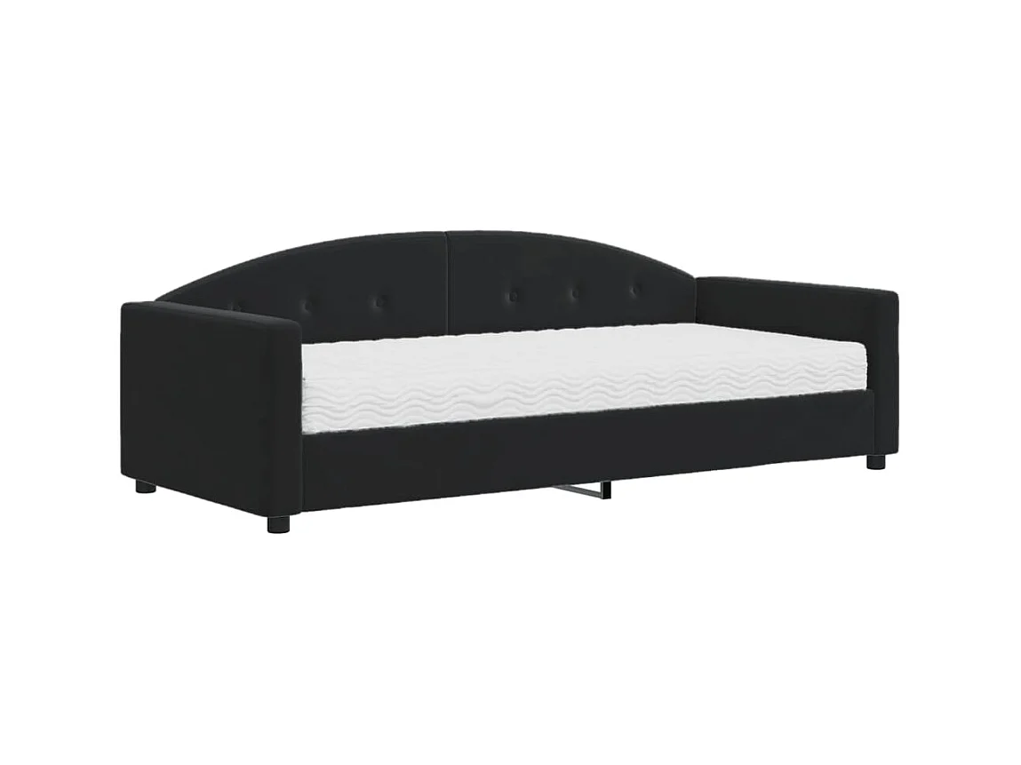 Tagesbett,Sofabett mit Matratze Schwarz 90x200 cm Samt -gkd15110