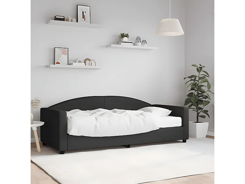Sofá-cama 90x190 cm com colchão tecido preto PT860917