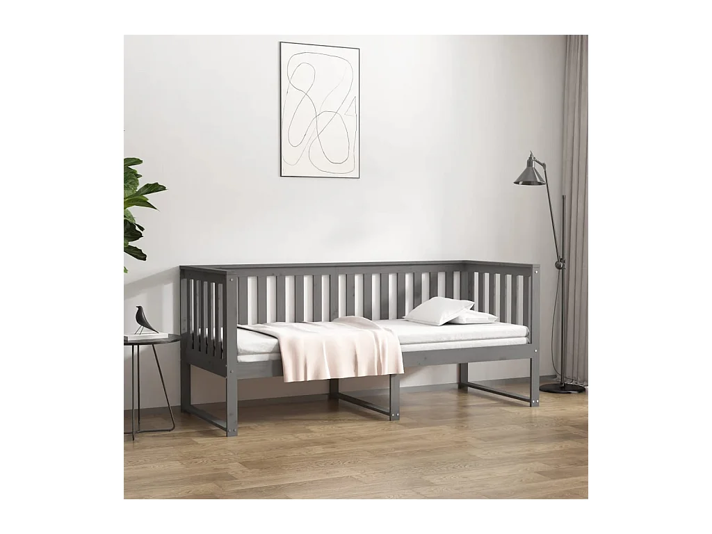 Lit - 80x200 cm Gris Bois de pin massif WVGQ9718