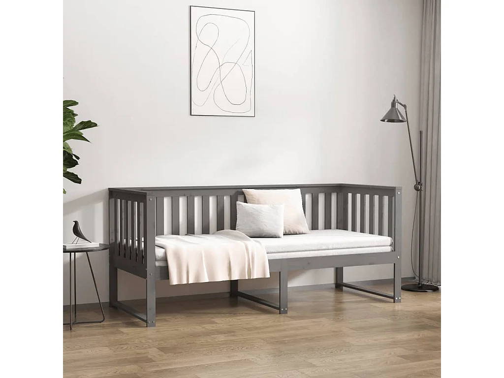 Lit - 80x200 cm Gris Bois de pin massif WVGQ9718