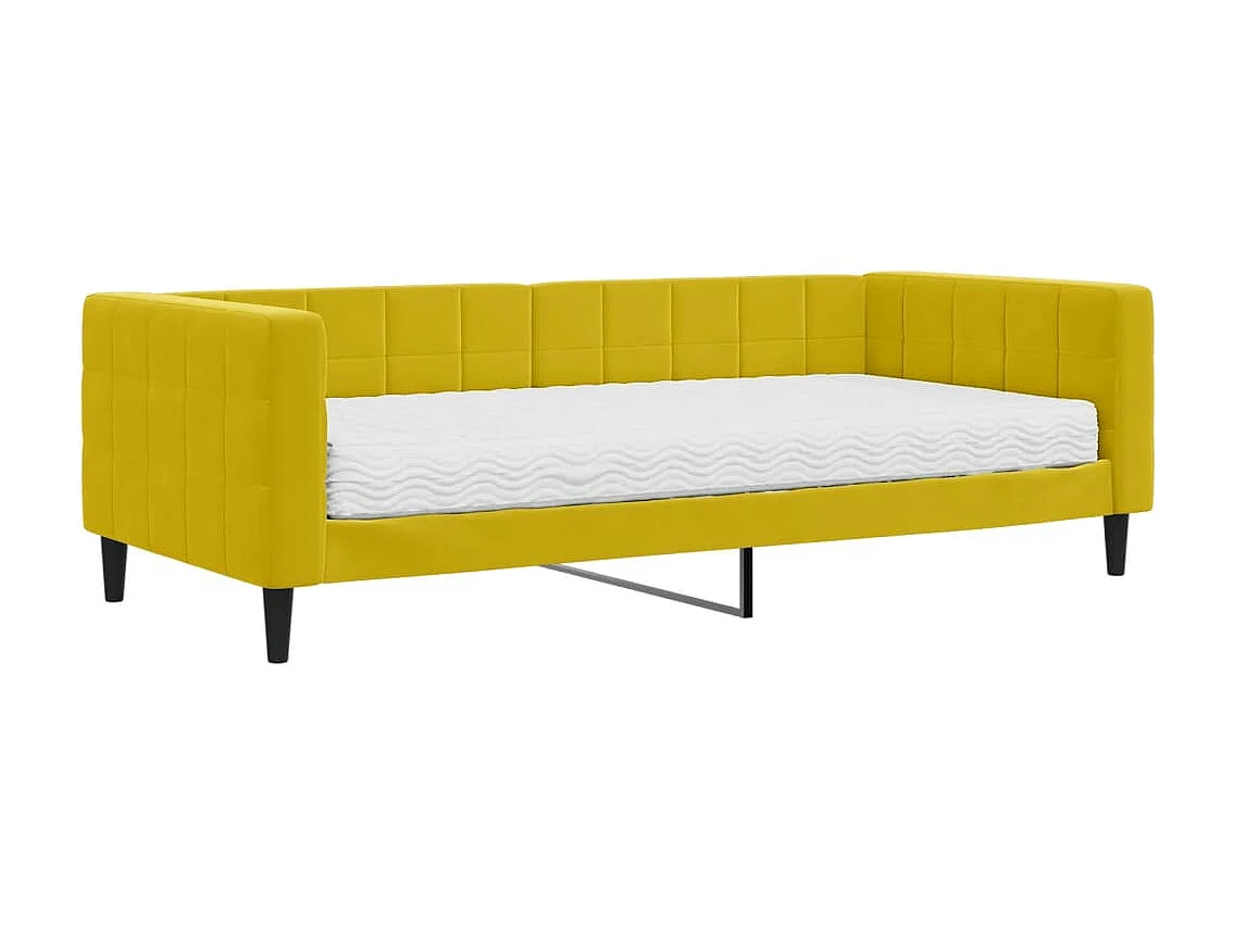 Lit - 90x200 cm avec matelas jaune velours WVGQ6589