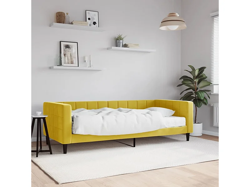Lit - 90x200 cm avec matelas jaune velours WVGQ6589