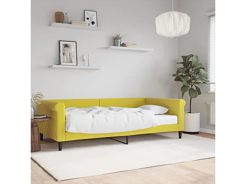 Lit - 100x200 cm avec matelas jaune velours WVGQ7001