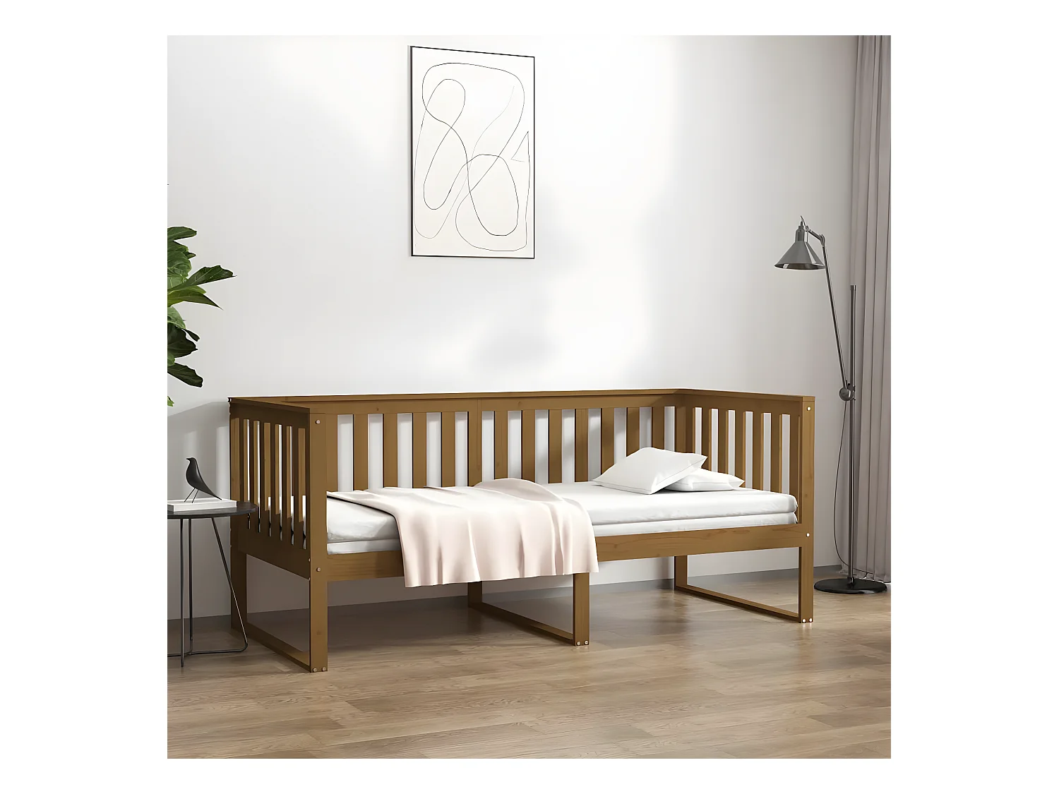 Lit - 90x190 cm Marron miel Bois de pin massif WVGQ8300