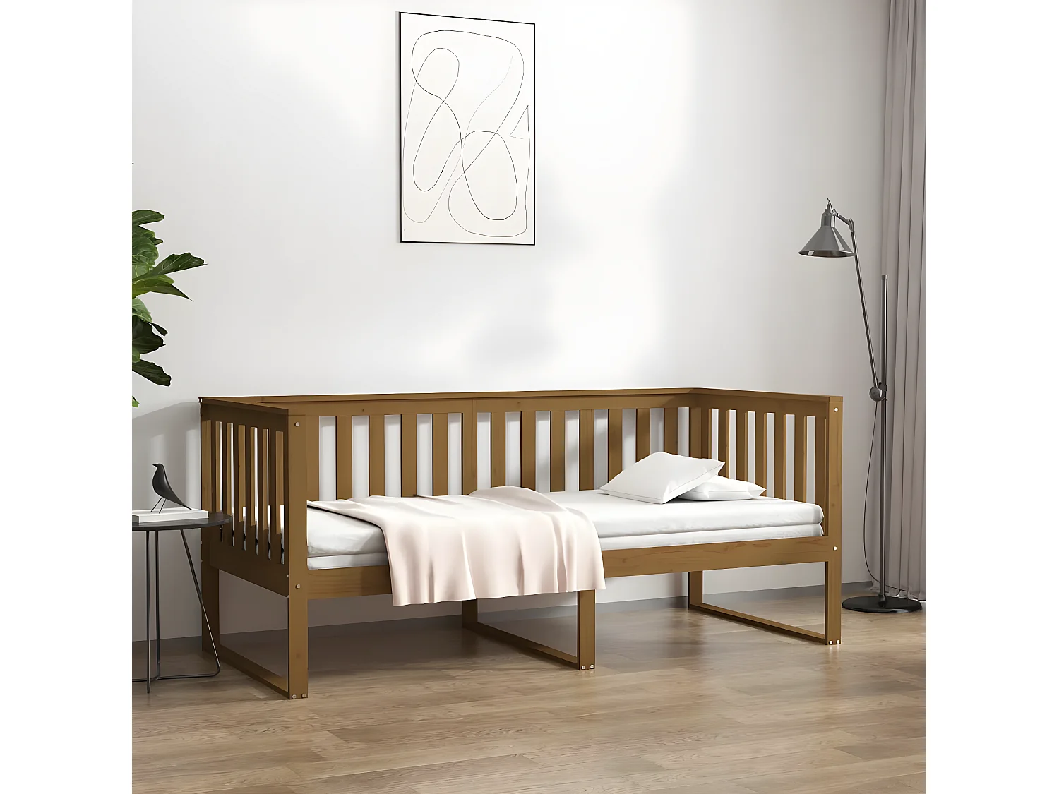 Lit - 90x190 cm Marron miel Bois de pin massif WVGQ8300