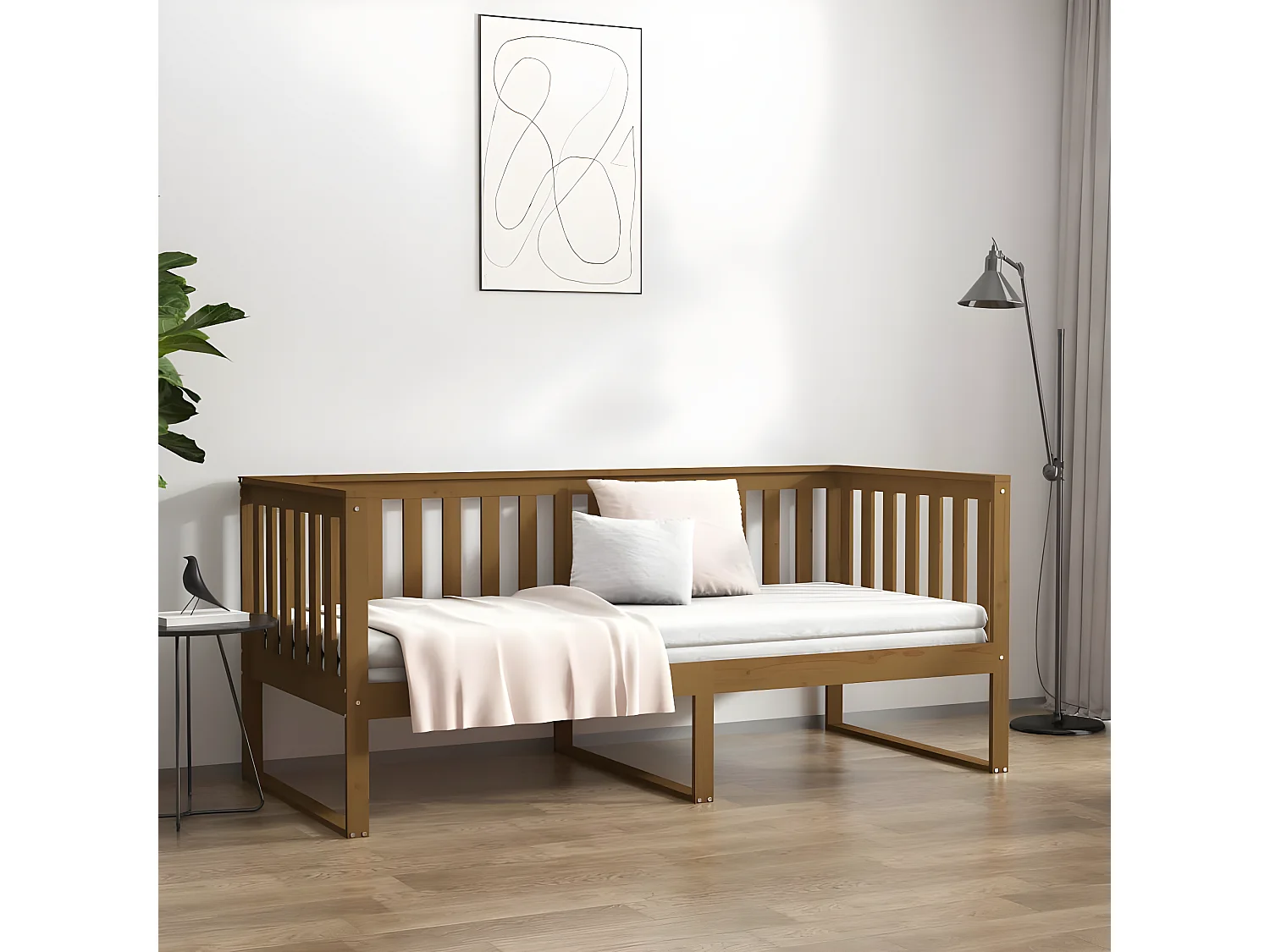 Lit - 90x190 cm Marron miel Bois de pin massif WVGQ8300