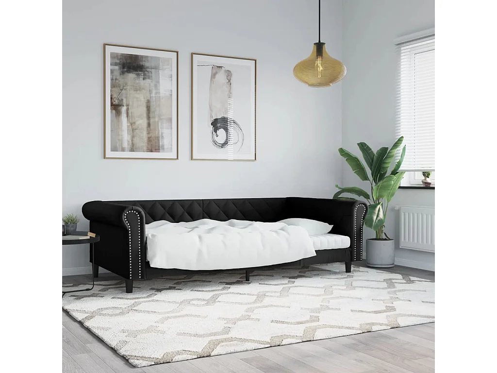 Lit - 100x200 cm noir similicuir WVGQ8149